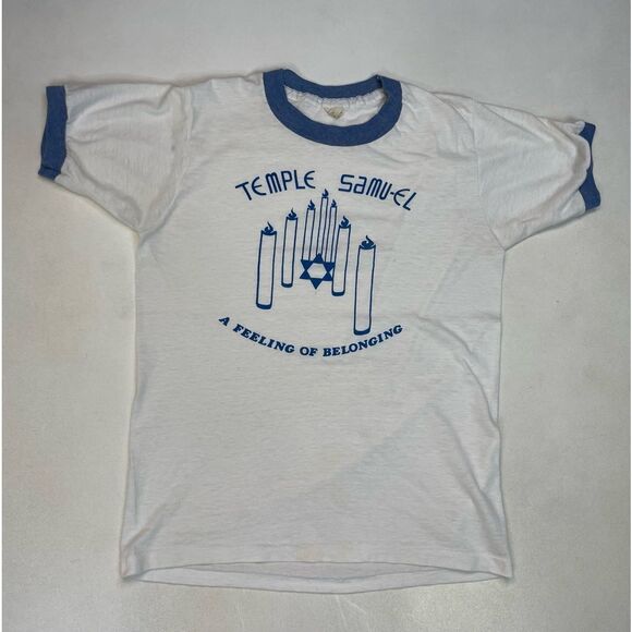 Screen Stars Tops - VINTAGE Jewish Temple Samu-el A Feeling Of Belonging T-shirt Women Small USA 90s